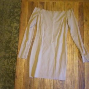 Stretchy taupe off the shoulder mini dress